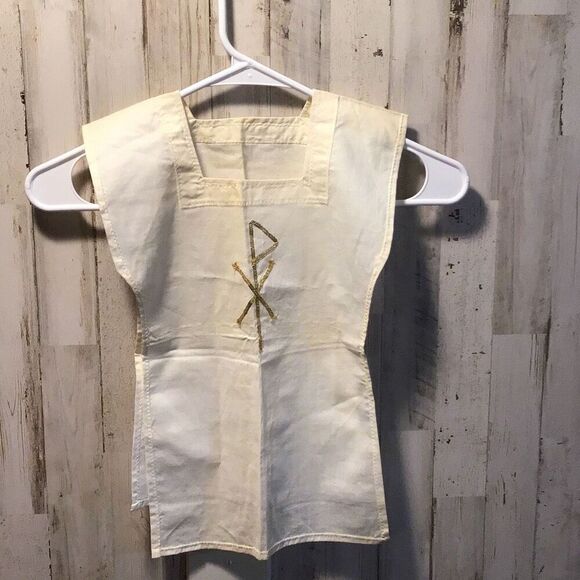 Vintage linen and gold altar, boy smock - Picture 1 of 5